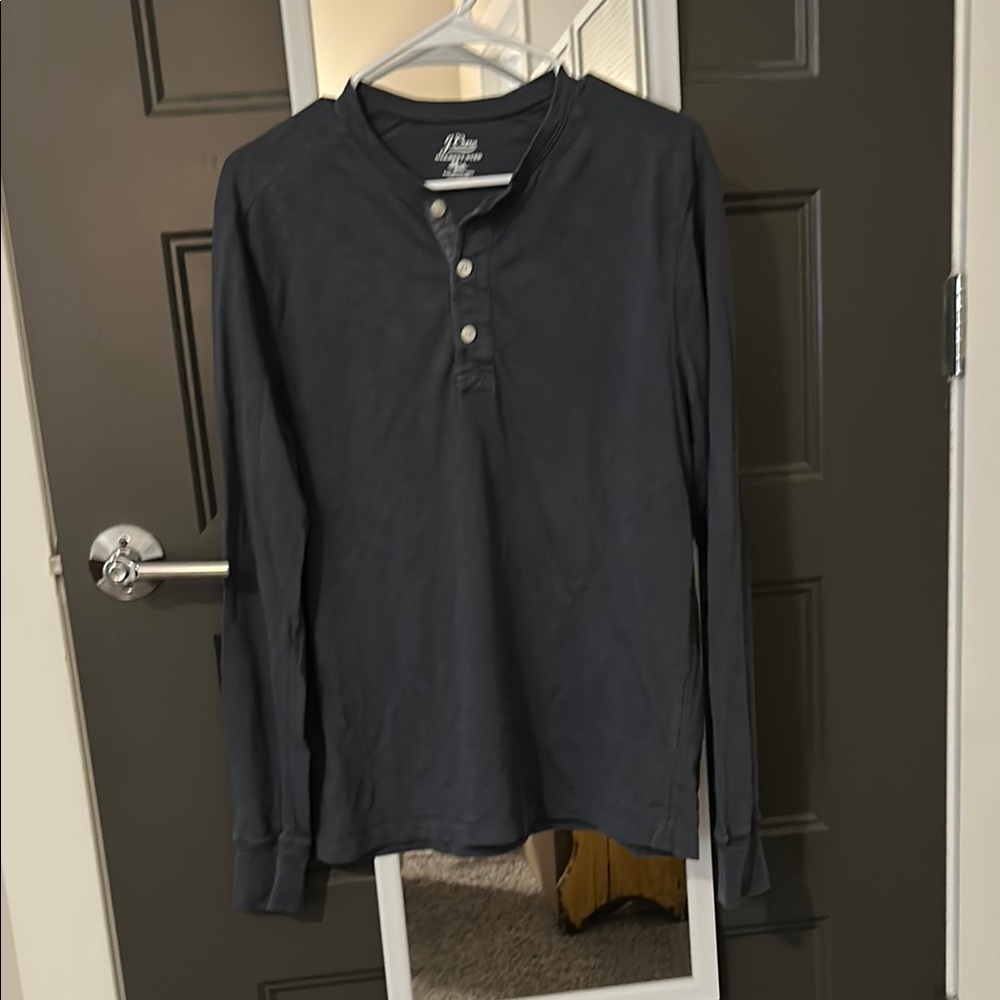 Gray Long Sleeve Henley Shirt